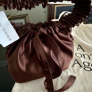 NWT- designer Bronze Age, satin dark brown satchel mini handbag!